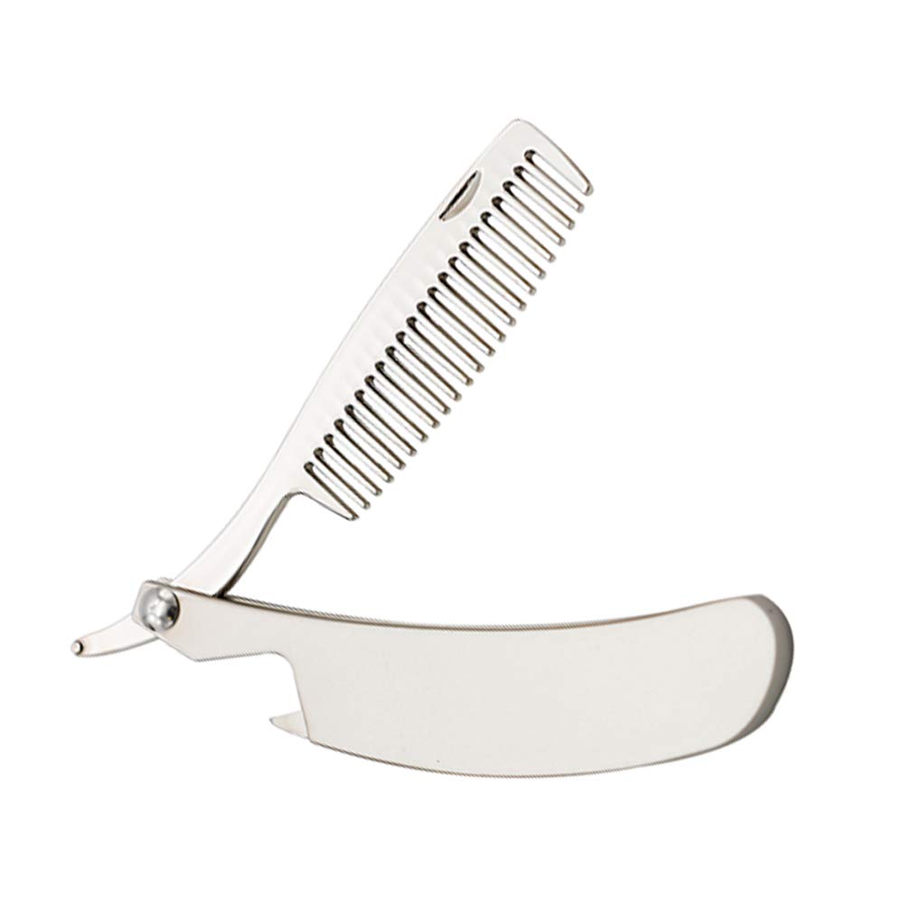 Taschen-Bartkamm Mit Totenkopf-Muster – 14,7 Cm, Zinklegierung, Glatte Zähne, Antistatisch Für Haare & Bart