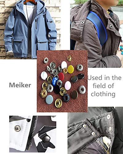 Meikeer 80 Stes Snap Fasteners Kit Snaps Buttons 15mm Metal Snaps with 4 Pieces Fixing Tools 4 Color Clothing Snaps Kit for Thin Leather Jacket Jeans Wear Bracelet Bags (4 Color)