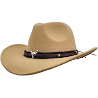IFSUN Unisex Western Cowboy Hat Fur Felt Cowgirl Hats Wide  display picture 3
