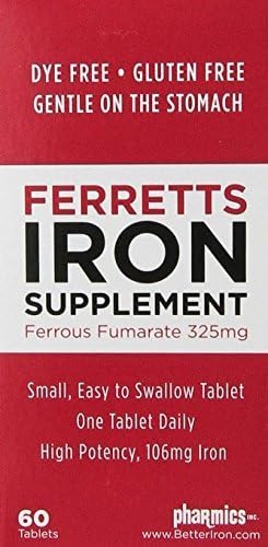 Ferretts Iron tablets 325mg Ferrous Fumarate (120 total) by Ferretts