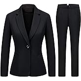 MODFUL Women's 2 Piece Business Suit Pant Set Slim Fit One Button Blazer Jacket Lady Work Suit for Office