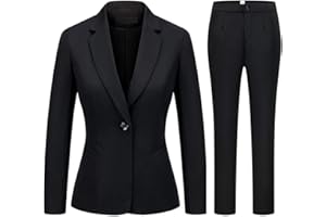 MODFUL Women's 2 Piece Business Suit Pant Set Slim Fit One Button Blazer Jacket Lady Work Suit for Office