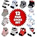 Disney Baby Boys Mickey Mouse Assorted Color Design 12 Pair Socks Set, Age 0-24 Months (12-24 Months, White-Blue-Grey Collection)
