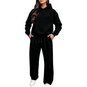 Shiketong Women's 2 Piece Hooded Lounge Set Matching Sweatsuit | Loose Fit Lounge Sets Women , Airport Travel Outfits, Comfy