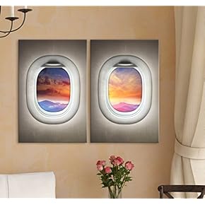 2 Panel Canvas Wall Art - Mountain Sunset Window View Canvas - Giclee Print Gallery Wrap Modern Home Art Ready to Hang - 16"x24" x 2 Panels