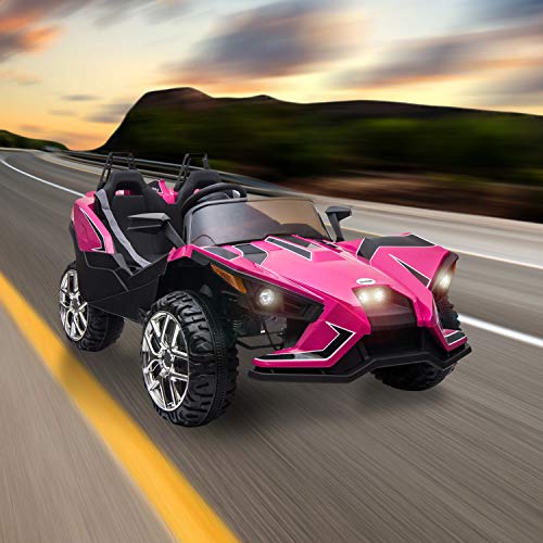 BAHOM Kids Ride On Car 2 Seats with Remote Control, 12V Kids Electric Vehicle with Manual/Parental Modes, Light/MP3/Volume Control (Pink) - Thumbnail 7