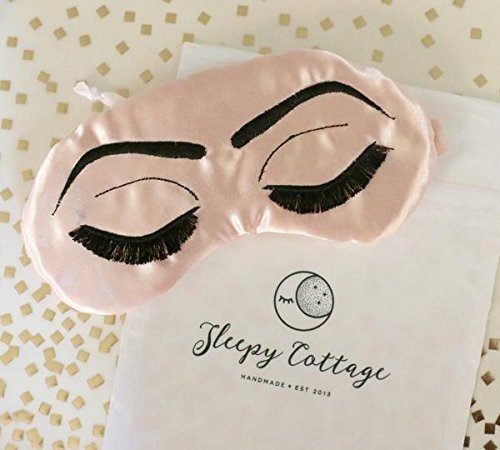 Breakfast at Tiffany's Sleep Eye Mask Inspired by Holly Golightly in Blush Pink and Black