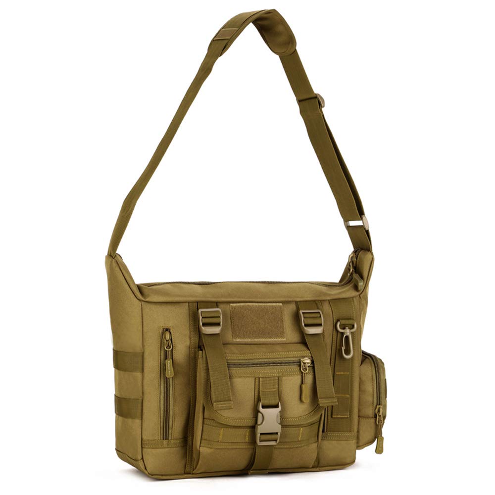 Messenger Bag, Tactical Crossbody Bag Molle Large Waterproof Laptop Pack Casual Military Shoulder Bag Green
