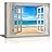 Glimpse into Clear Sea and Beach Out of Open Window Wall Decor