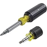 Klein Tools 80027 Screwdriver Set, 11-in-1 Multi-bit Screwdriver, 6-in-1 Stubby, Phillips, Slotted, Square, Torx Bits, 2-Piece
