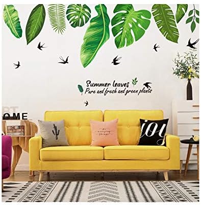 VIOLETY Tropical Jungle Green Leaves Wall Sticker DIY Wall Decals for Bedroom Home Decor (Green)