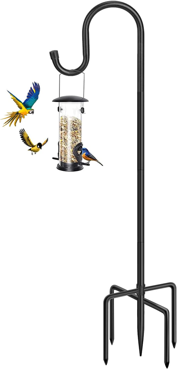 Outdoor Shepherd's Hooks - Shepherds Hooks for Outdoor - Heavy Duty Metal Bird Feeder Pole, Plant Hangers Outdoor, Great Hangers for Weddings Decor, Lantern & Mason Jars - Black