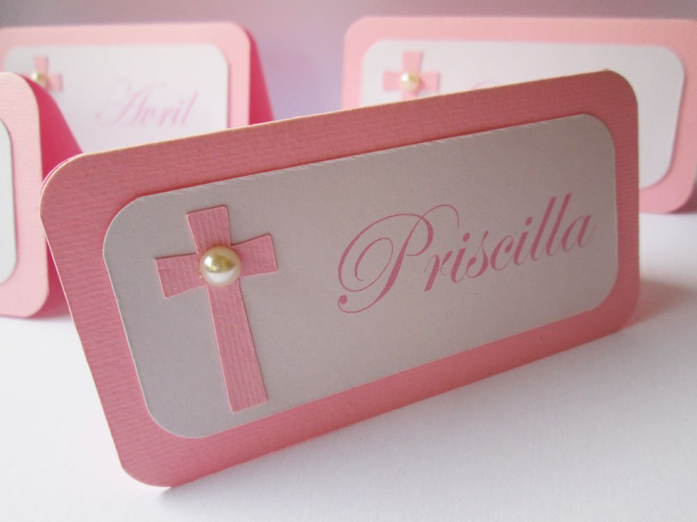 Amazon Com 20 Personalized Baptism Place Cards Communion Name