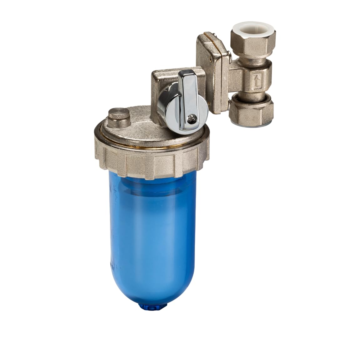 WK Polyphosphate Dispenser Rotatable with By-Pass | 1/2 Inch Attachments | Transparent Shatterproof Pot | Anti-Limescale and Anti-Corrosion Protection for Plumbing and Sanitary Systems