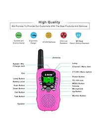 Walkie Talkies para niños, 22 canales FRS/GMRS UHF niños Walkie Talkies, radios de 2 vías 4 millas Walkie Talkies niños juguetes con linterna por EWOR, 3 paquetes