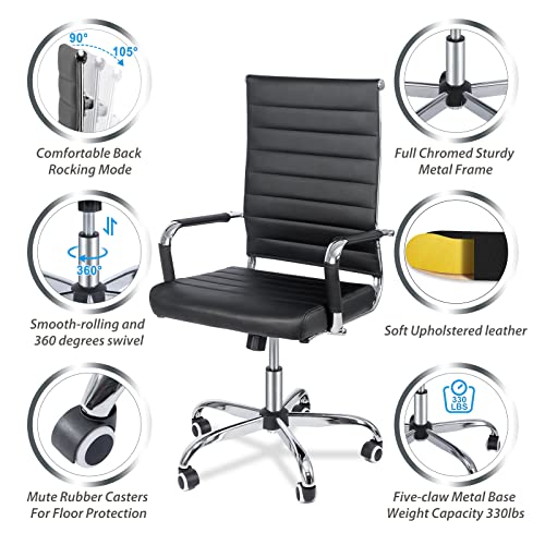 LUCKWIND Office Executive Desk Chair Ribbed Ergonomic Modern PU