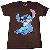 Disney Lilo and Stitch Winky Wink Adult T-Shirt (XXL, Heather Charcoal)