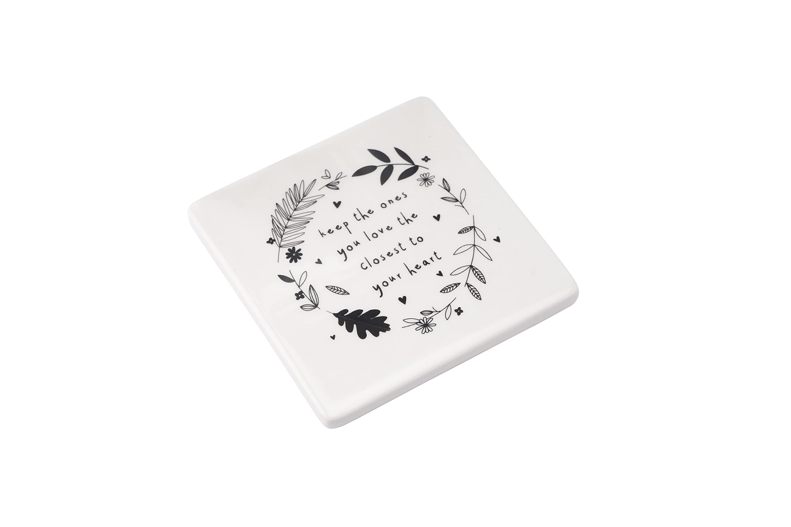 CGB Giftware | Ceramic Slogan White Coasters | ‘Keep The Ones You Love’ | Kitchen Lounge Bedside Table | Protective Base | Gift For Home | Send With Love Range | GB06539