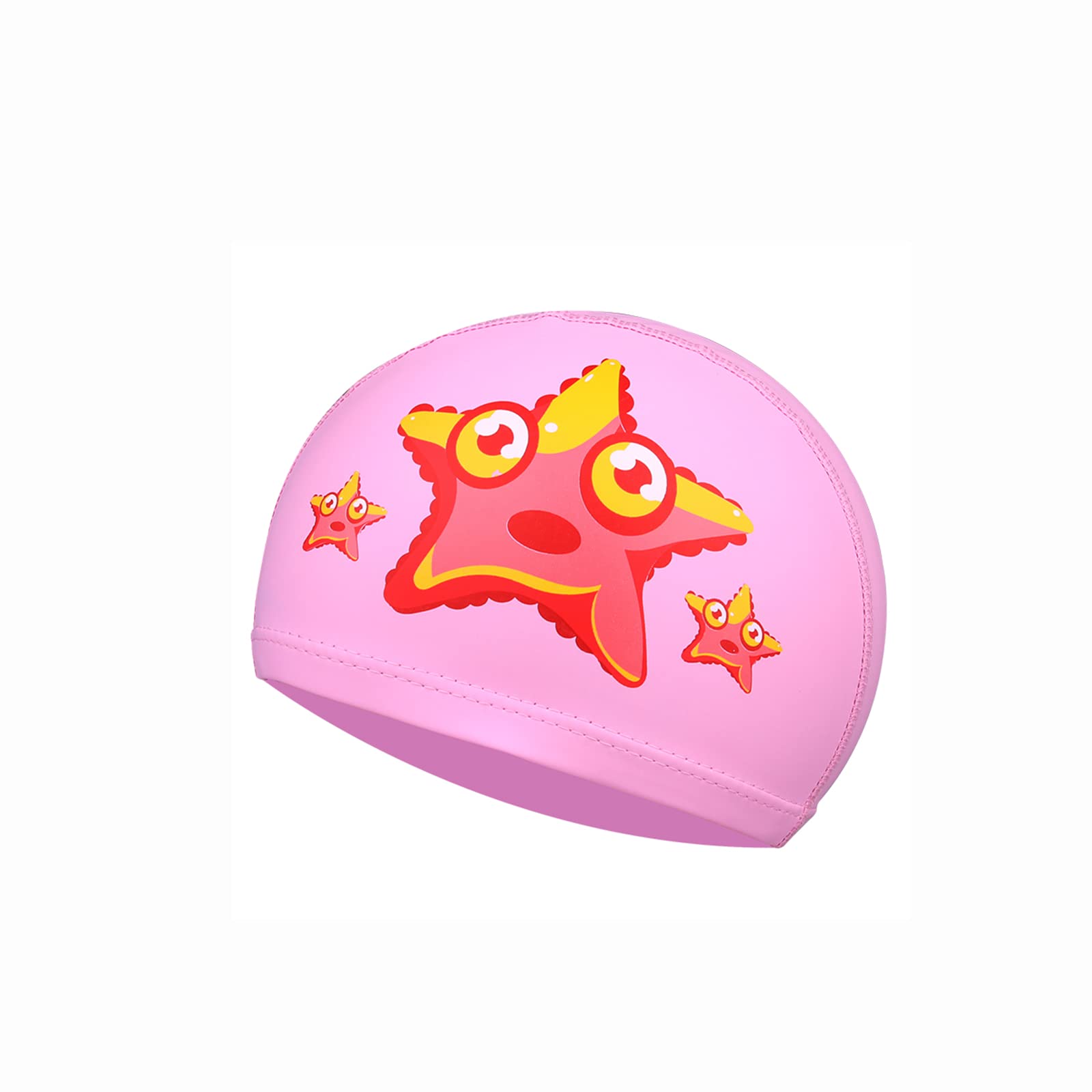 Swimming Cap Kids - Swim Cap for Girls Boys, Comfortable Swim Hat, Stretchy Swimming Hat Teens for Age 4-10 (Pink, Starfish)