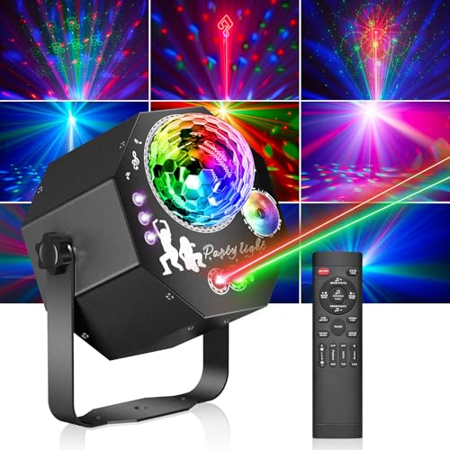 Vicalo 4 in 1 Disco Party Light with Disco Ball, Music Controlled DJ Disco Light, RGB LED Par Spotlight, Light Effects Party Light for Home Parties, Clubs, Halloween, Christmas