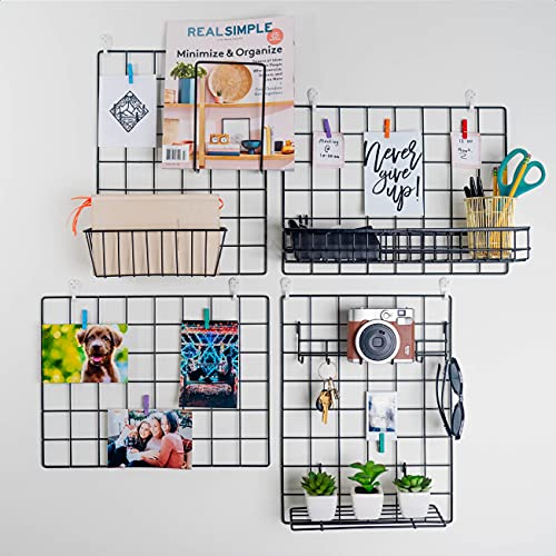 4 Pack Wire Wall Grid Panel With Accessories Includes Hanging Wall