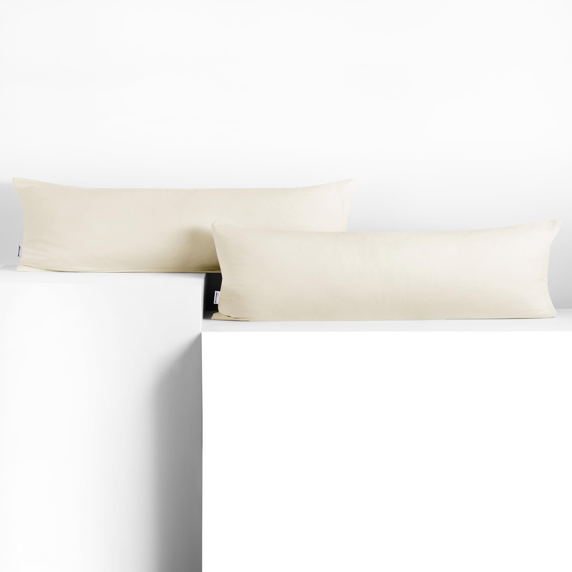 DecoKing 2 x Pillowcases 20 x 120 cm Jersey Cotton Zip Ecru Amber