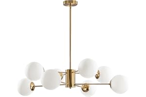 KCO Lighting 8-Light Glass Sputnik Chandelier Light Modern Gold Chandeliers Pendant Light Fixture Vintage Globe Ball Ceiling Flush Mount Light Fixture Kitchen Island