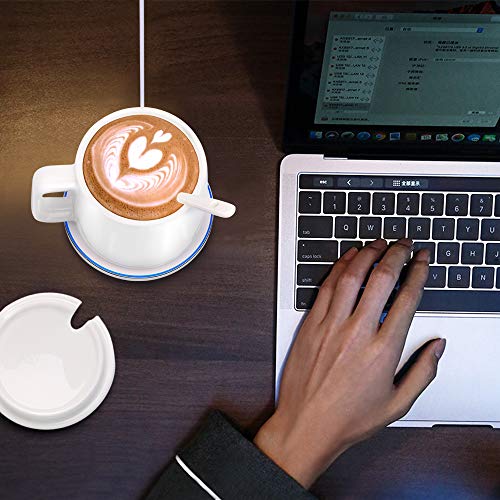 AriTan 2 in 1 Wireless Heating Mug & Wireless Charger (200ml), Support All Devices Enables Qi Standard, Constant Temperature for Keeping Warm (about 122°F/50°C) - Best Gift Idea