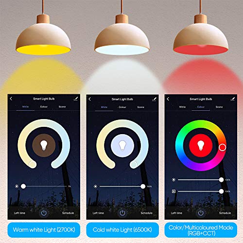 Smart Light Bulbs Works with Alexa, Google Home and Siri, RGBW+CCT 2700-6500K Color Changing, AWOW E26 LED WiFi Smart Light Bulb No Hub Required, 9W(60w Equivalent) 4 Pack
