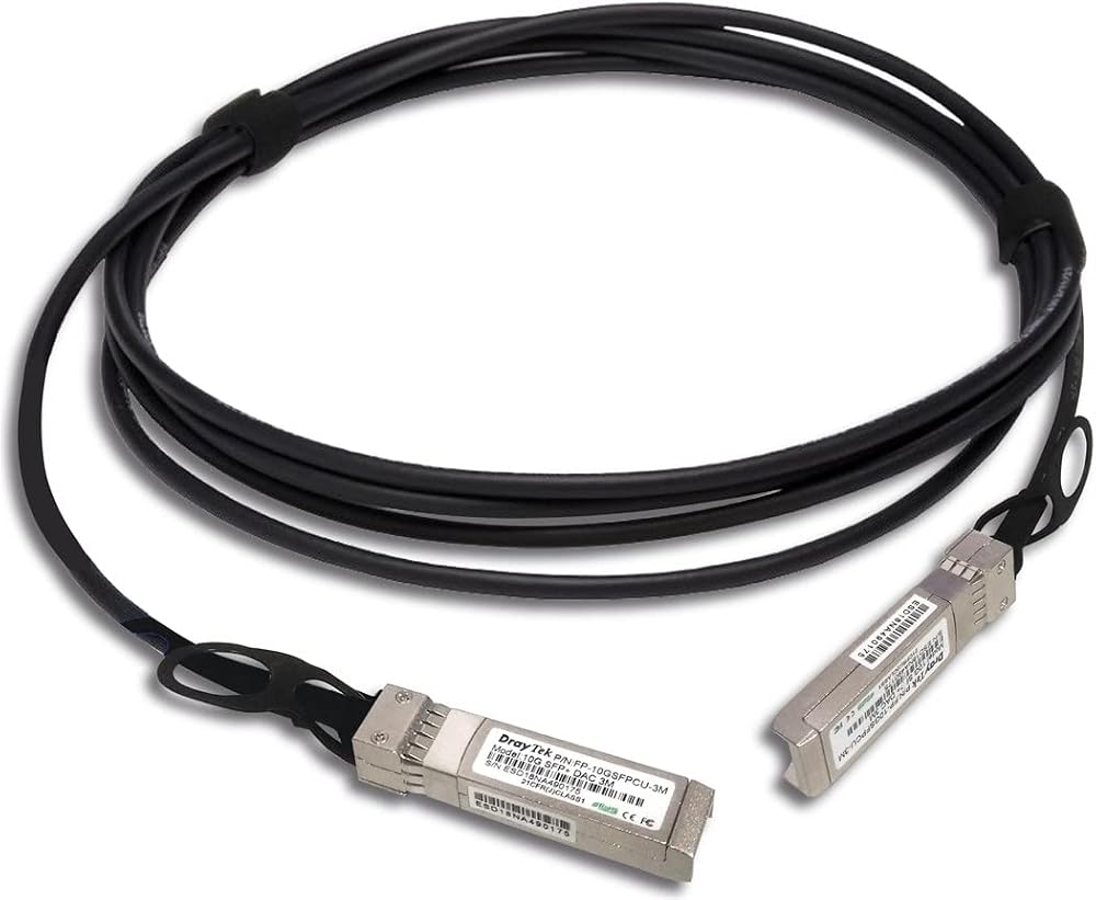 DrayTek DAC-CX10 1m 10G SFP+ Direct Attach Copper Cable 1GbE 10GbE Black