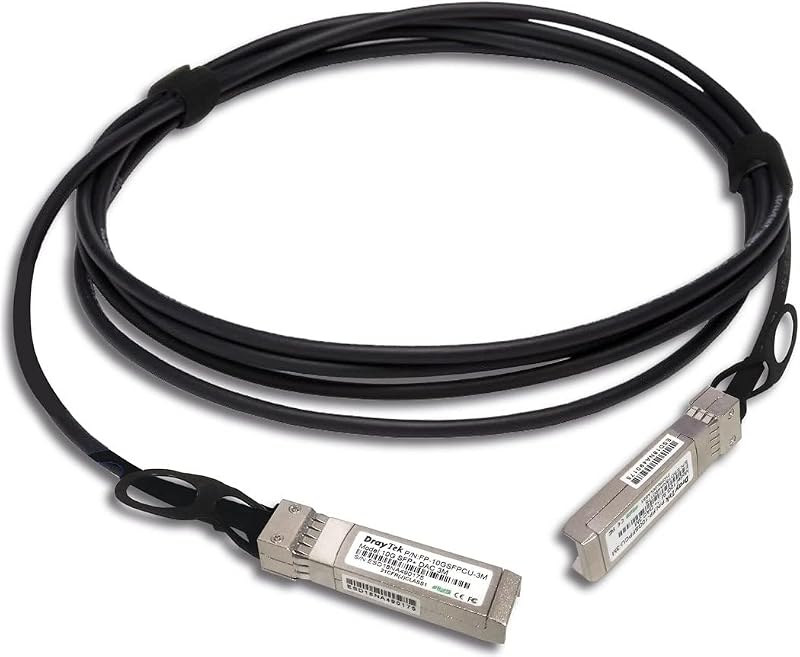 DrayTek DAC-CX10 1m 10G SFP+ Direct Attach Copper Cable 1GbE 10GbE Black