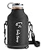Swig Savvy Vacuum Insulated Stainless Steel Double Wall Wide Mouth Sports Water Bottle with Storage Sleeve, 64 Ounces, Orange