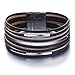 Black Multi-layer Leather Bracelet Magnetic Clasp Handmade Braided Chain Wrap Cuff Bangle Bracelet Jewelry for Women,Girl Gifts