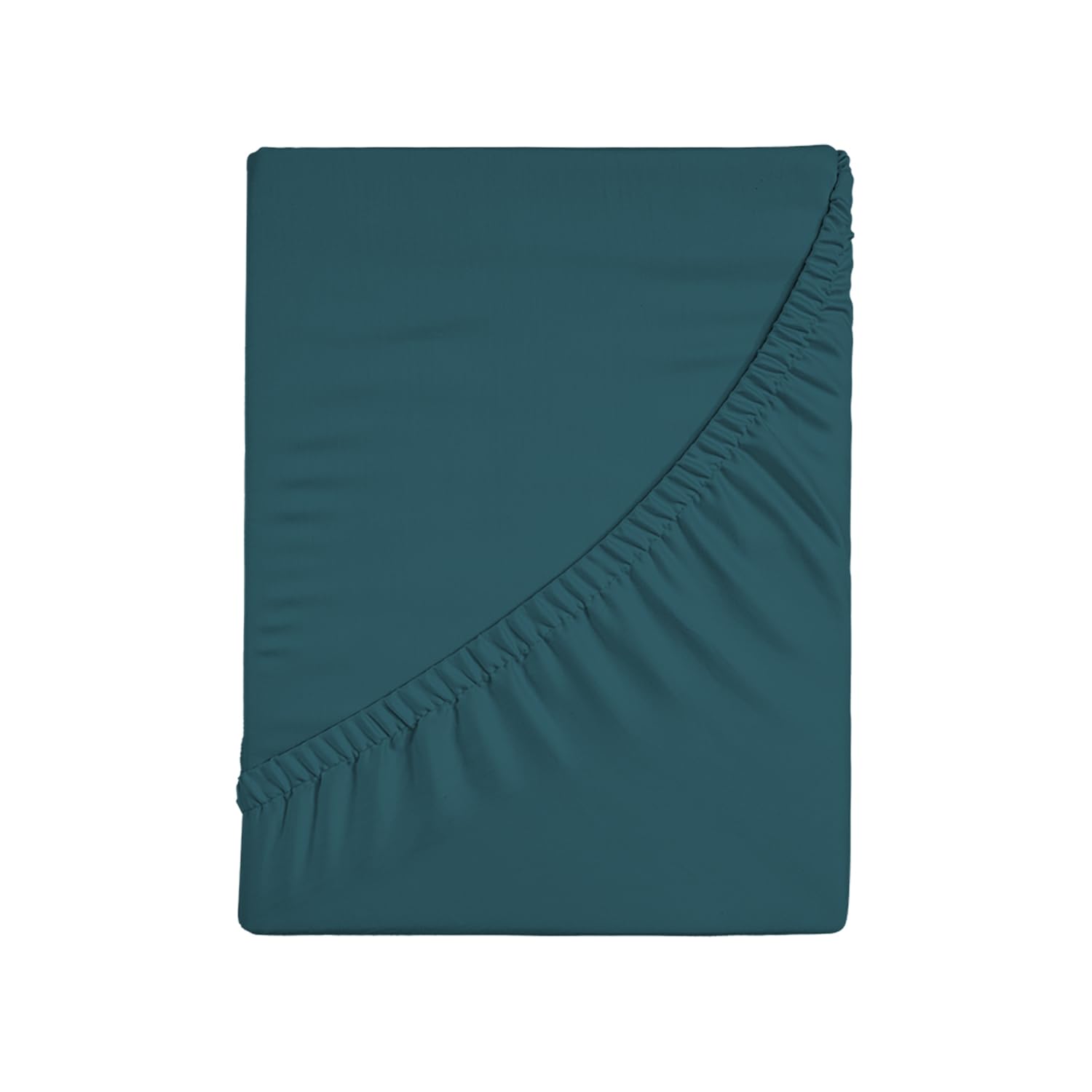 Fitted Sheet for Single Bed, Plain Dyed Fitted Bottom Sheet, 4 Sides, 100% Cotton Jersey, 80/90 x 190/200 cm, Teal