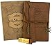 Embossed Vintage Leather Bound Journal Diary - Refillable Design with Loose-Leaf Writing Quality Paper - Includes Flexible Ruler & Brass Pen Holder Clip
