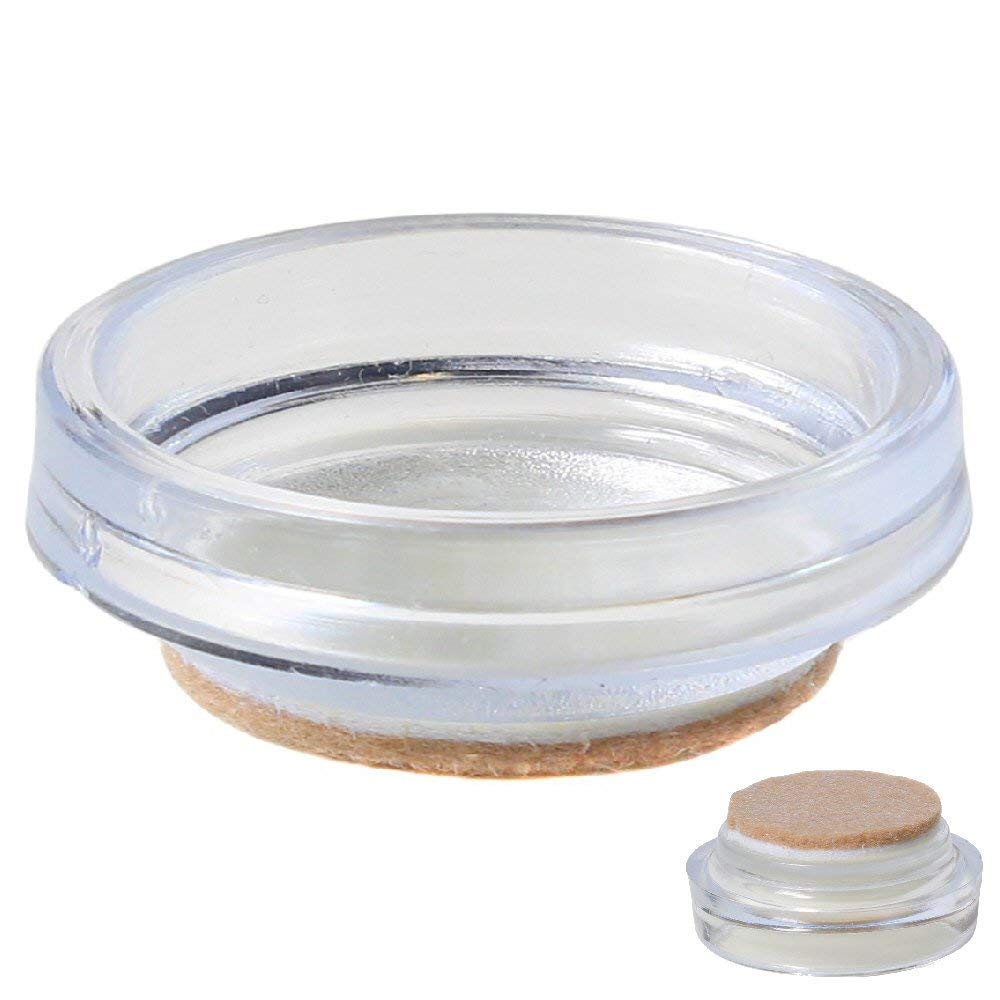 Merriway® BH00156 (4 Pcs) Castor Caster Cups with Felt Pad, Small Clear Outer Dimension 54 mm (2.1/8 inch) - Pack of 4 Pieces