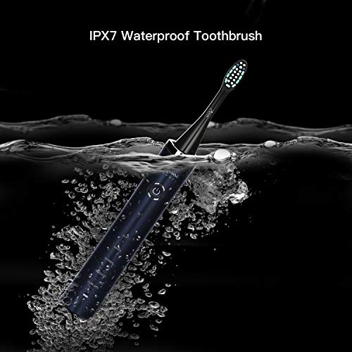 Sonic Electric Toothbrush with UV Sanitizer Travel Case,Wireless Rechargeable Sterilizer Powered Tooth Brushes for Adults, 5 Optional Modes, 2 Mins Smart Timer, USB Fast Charging & Replace (Blue)