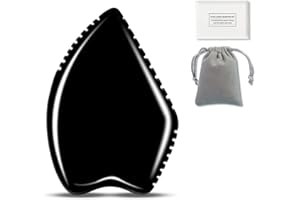 THLHKD Gua Sha Facial Tool: Black Jade Stone Face Gua-Sha Tools, Natural Bian Stones Full Body Massage Tool for Neck/Shoulder/Back/Leg