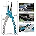 COM4SPORT Aluminum Alloy Fishing Pliers Resistant Saltwater Fishing Line Braid Cutter Split Ring Pliers Fish Hook Remover Pliers with Nylon Sheath and Retractable Lanyard (Blue-sliver)