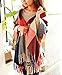 Women's Fashion Long Shawl Big Grid Winter Warm Lattice Large Scarf (Red)