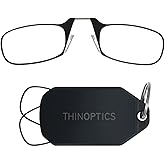 Always With You by ThinOptics Keychain Reading Glasses - Slim, Folding Armless Pocket Readers with Protective Keychain Case