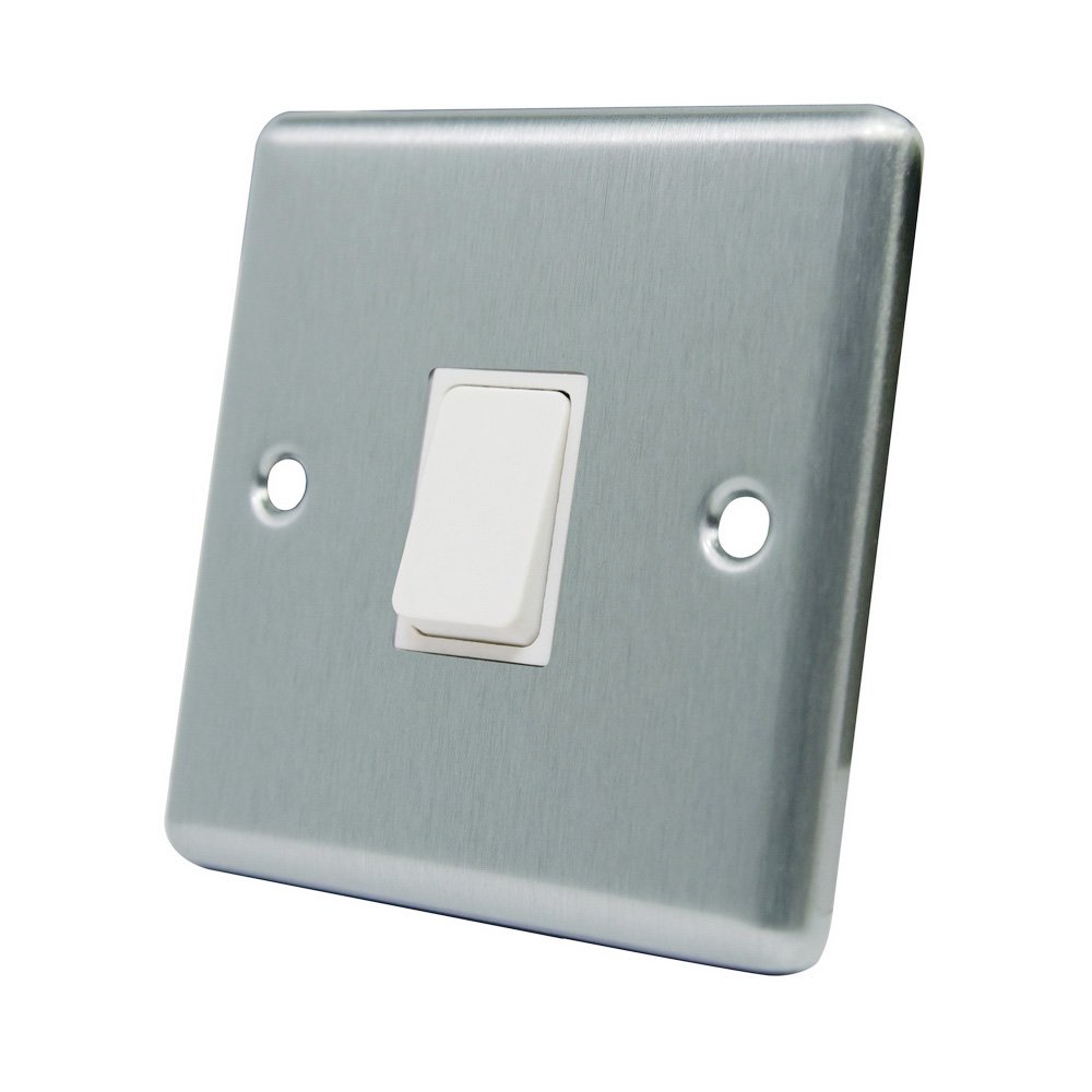 AET CSC1GSWIWHI 10 A 1-Gang Satin Finish Chrome Classical Single Intermediate White Insert Plastic Rocker Light Switch