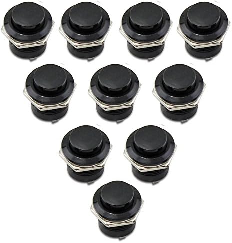 OCR AC 125V 6A AC 250V 3A Car Auto Momentary On/Off Switch Horn Switch for Car Push Round Button Switch (10pcs-Black Button)