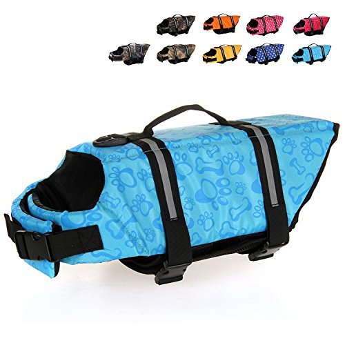 HAOCOO Dog Life Jacket Vest Saver Safety Swimsuit Preserver with Reflective Stripes/Adjustable Belt for All Size Dogs