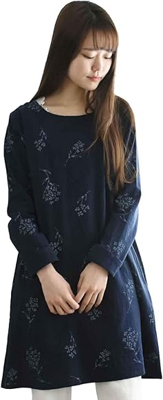 Amazon Nn Nlo7605 06 07 M 7605 ネイビー 85 クラウドナイン Cloud Nineチュニックワンピース 秋冬 長袖 シンプル 冬 花柄 ワンピース40代 ワンピース チュニック 通販