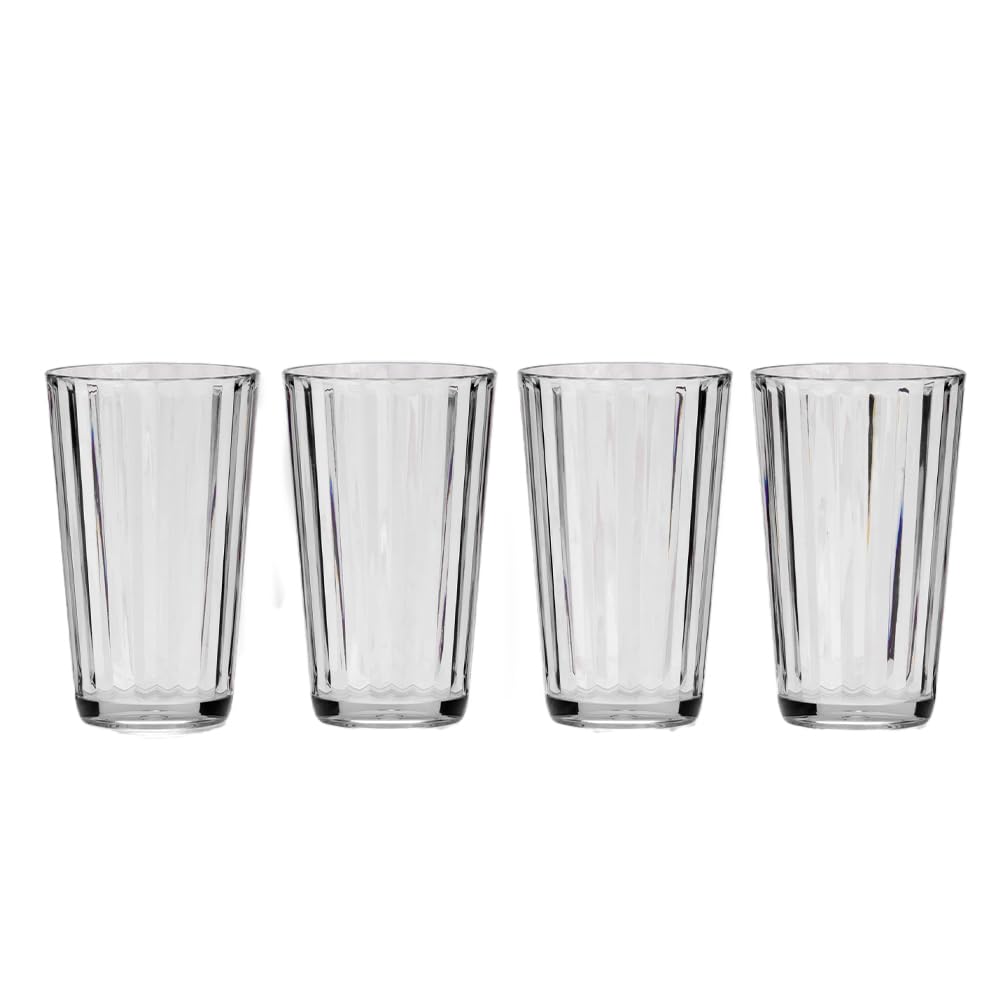 Flamefield Crystal Line Tall Goblets - Set of 450ml Polycarbonate Glasses, Majestic & Shatterproof, Regal Elegance for Indoor & Outdoor Celebrations, Top-Rack Dishwasher Safe