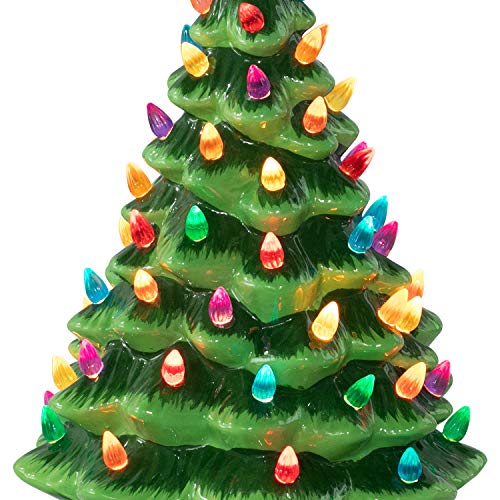 Ceramic Christmas Tree, Plug in Tabletop Green LargePlug in Chirstmas