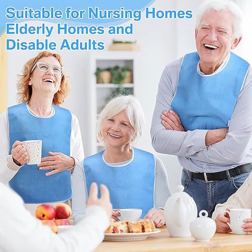 Mecmbj Adult Bibs, 2 Pieces Bibs for Elderly, Adult Bibs, Washable Bibs, Reusable Apron for Men, Women, Elderly, Disabled People