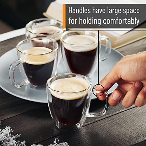 Brew To A Tea Insulated Coffee Mug, Coffee Glass, Large, Set of 4