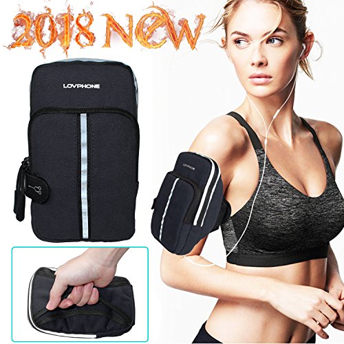 LOVPHONE Sports Armband, Double Pockets Sport Running Exercise Gym Case for iphone X/8/7/6/5/5s,Samsung Galaxy Note 8/S8/S8 Plus/S7/S7 Edge/S6/S5 and other Smartphone,Water Resistant-Navy-S